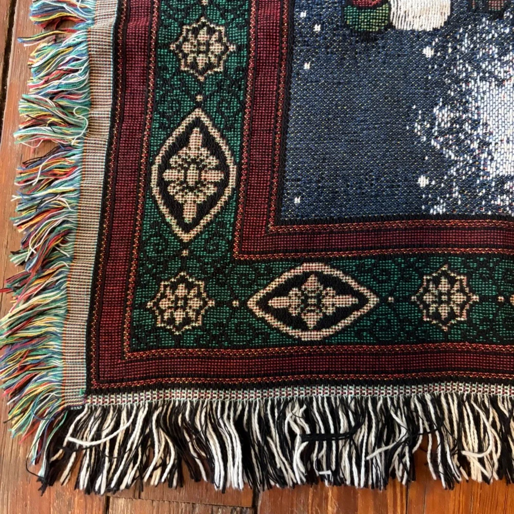 Chatham Woven Cotton Throw Blanket Winter Village Christmas Tapestry USA 50x70